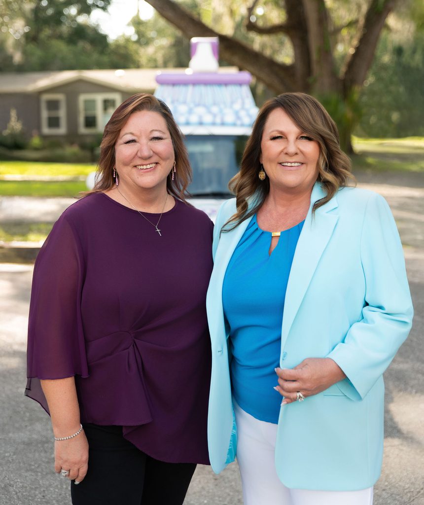 Mrs. Grout owner, Lisa Council, with her office manager during a commercial branding photoshoot in Brooksville, FL.