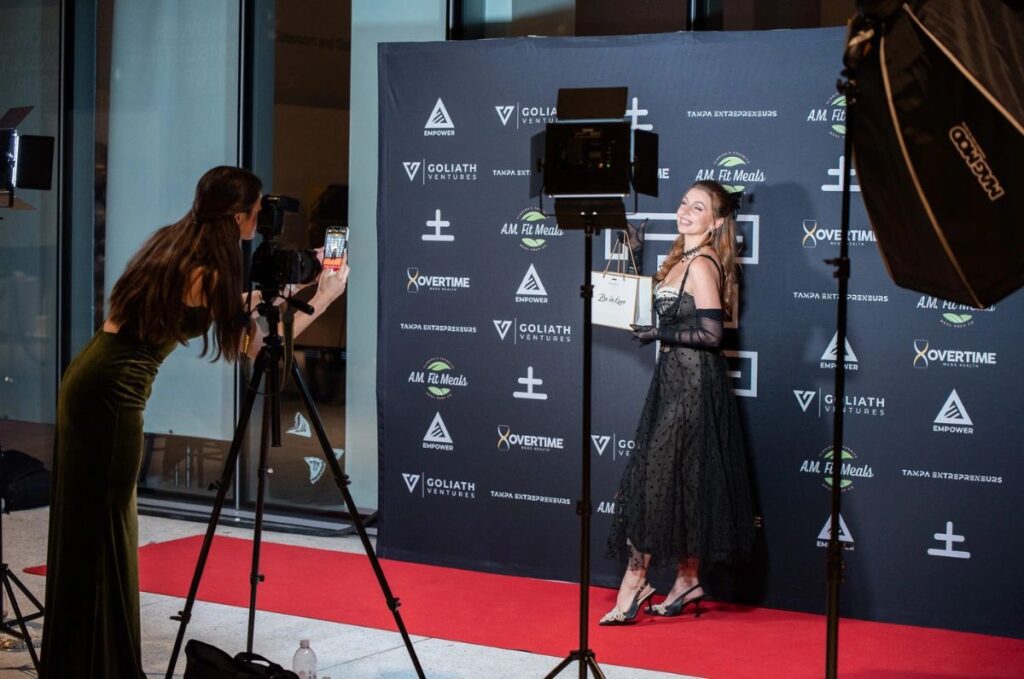 Tampa brand photographer, Elena Burley, capturing a red carpet commercial event.